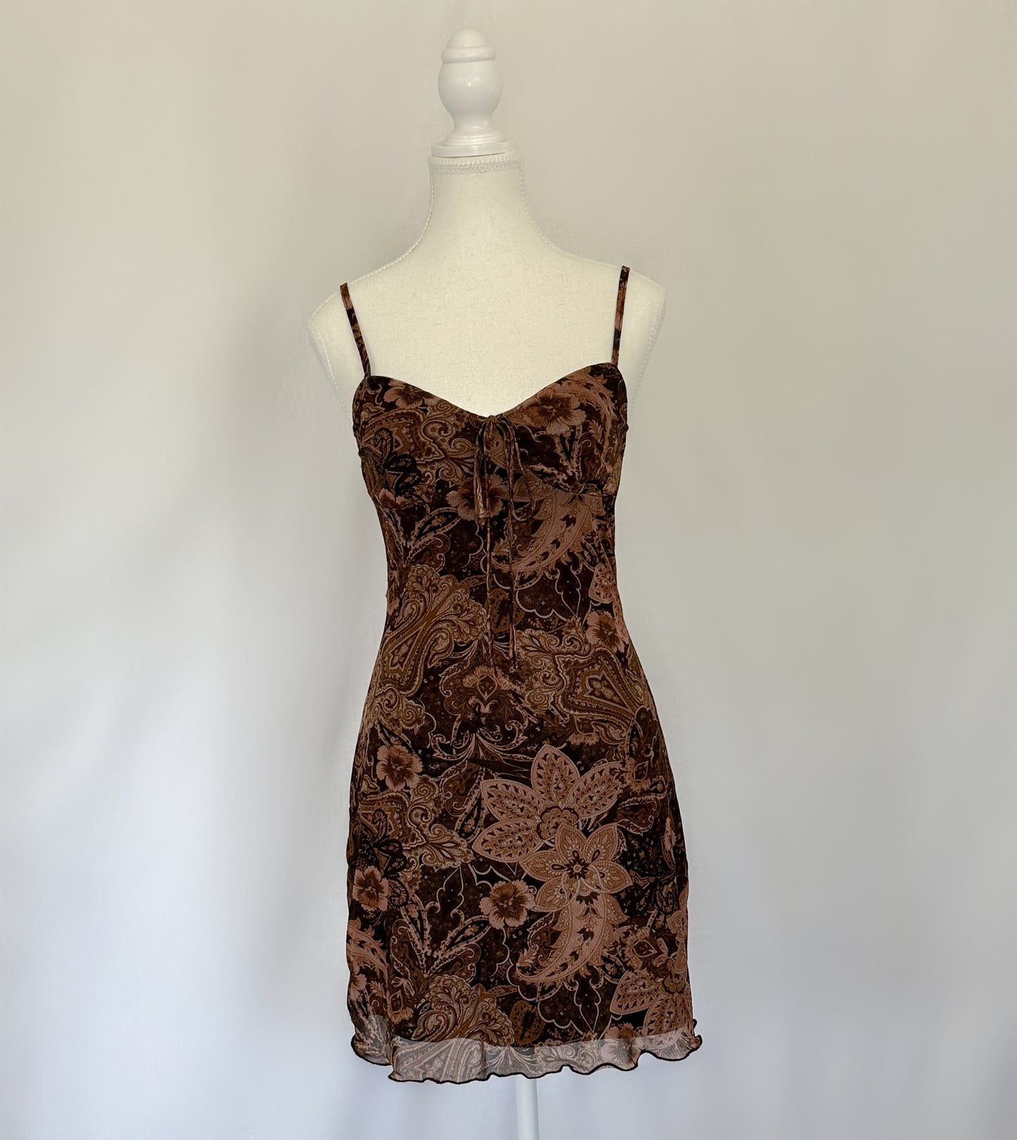 Brown Paisley Mini Dress