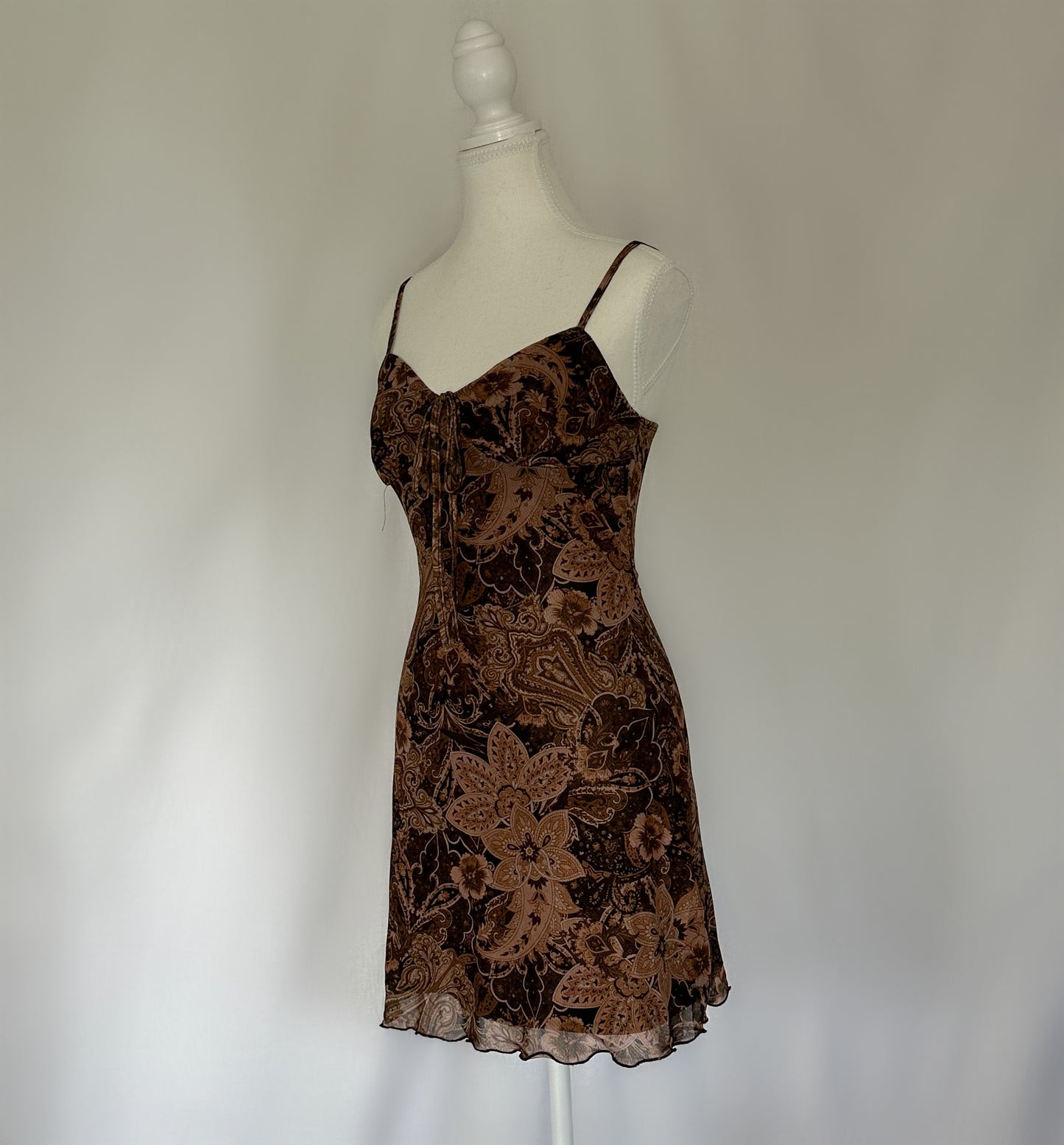 Brown Paisley Mini Dress