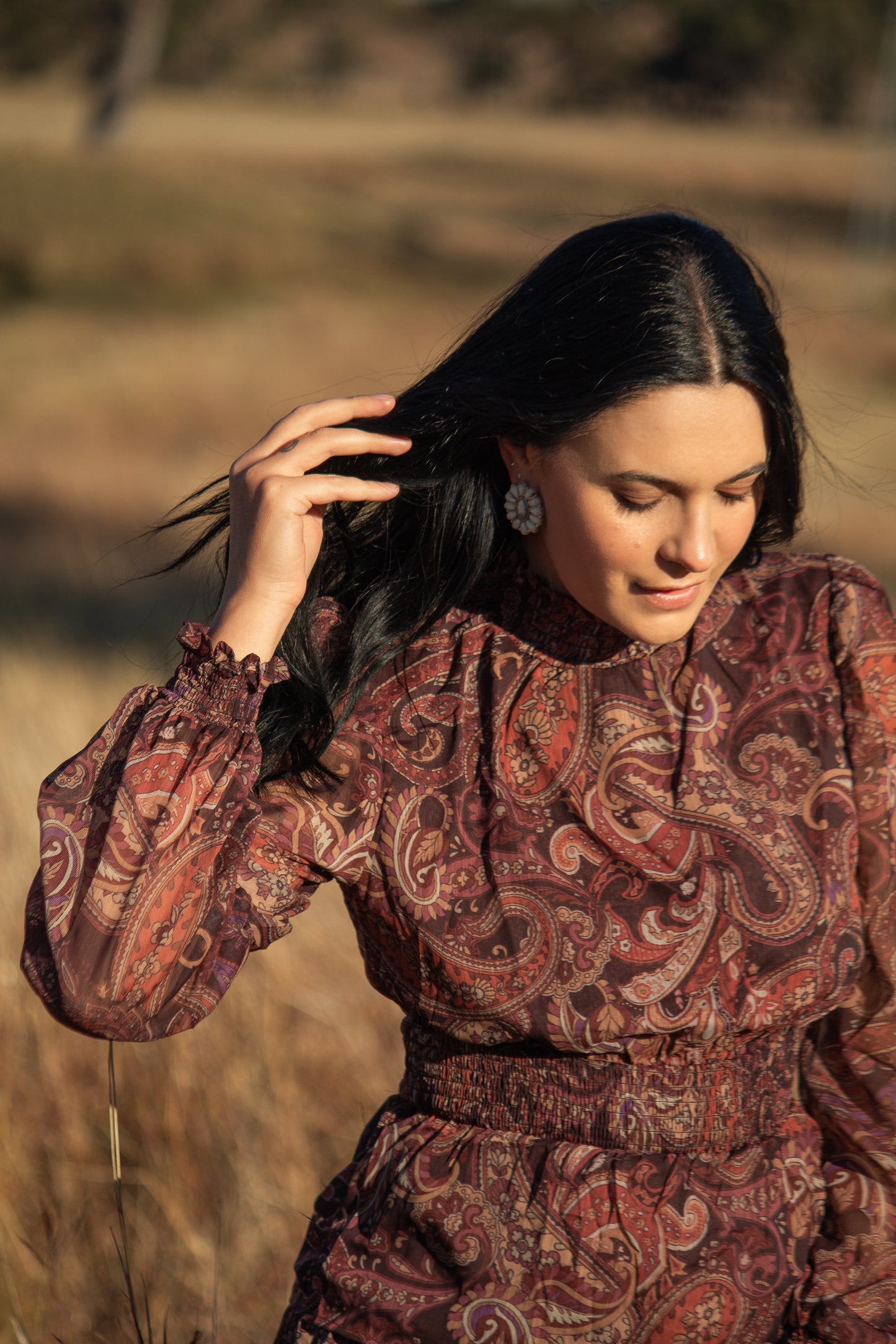 Paisley High-Neck Dress