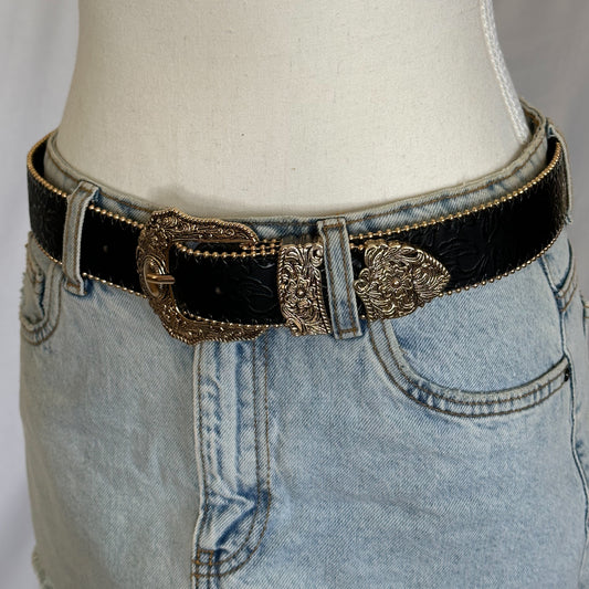 Western Beaded Belt - Black